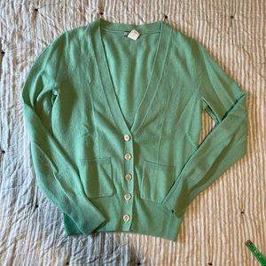 J Crew cashmere v-neck cardigan green small